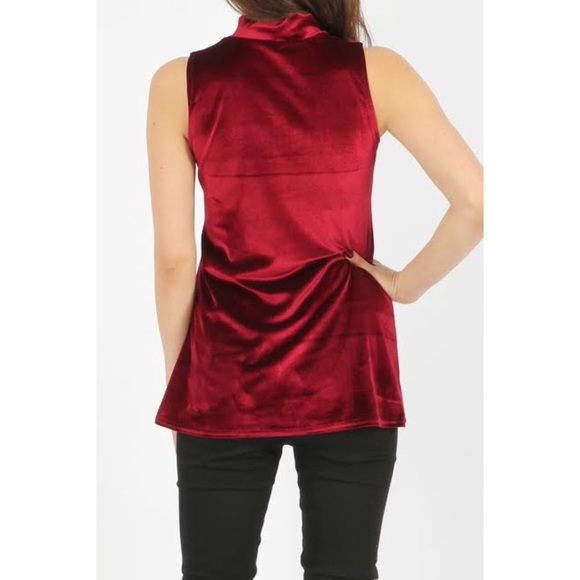 Last 1! Sexy Burgundy Red Velvet Choker Top - Picture 3 of 7
